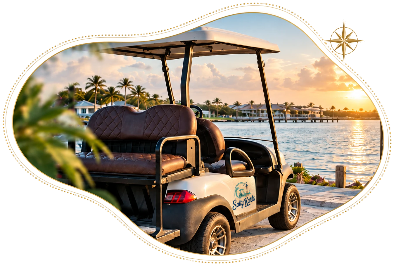 A Salty Karts cart on the waterfront at Jamaica Beach